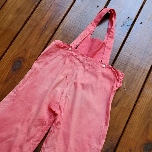 True vintage antique 1930's 30's baby toddler little girls pink overalls